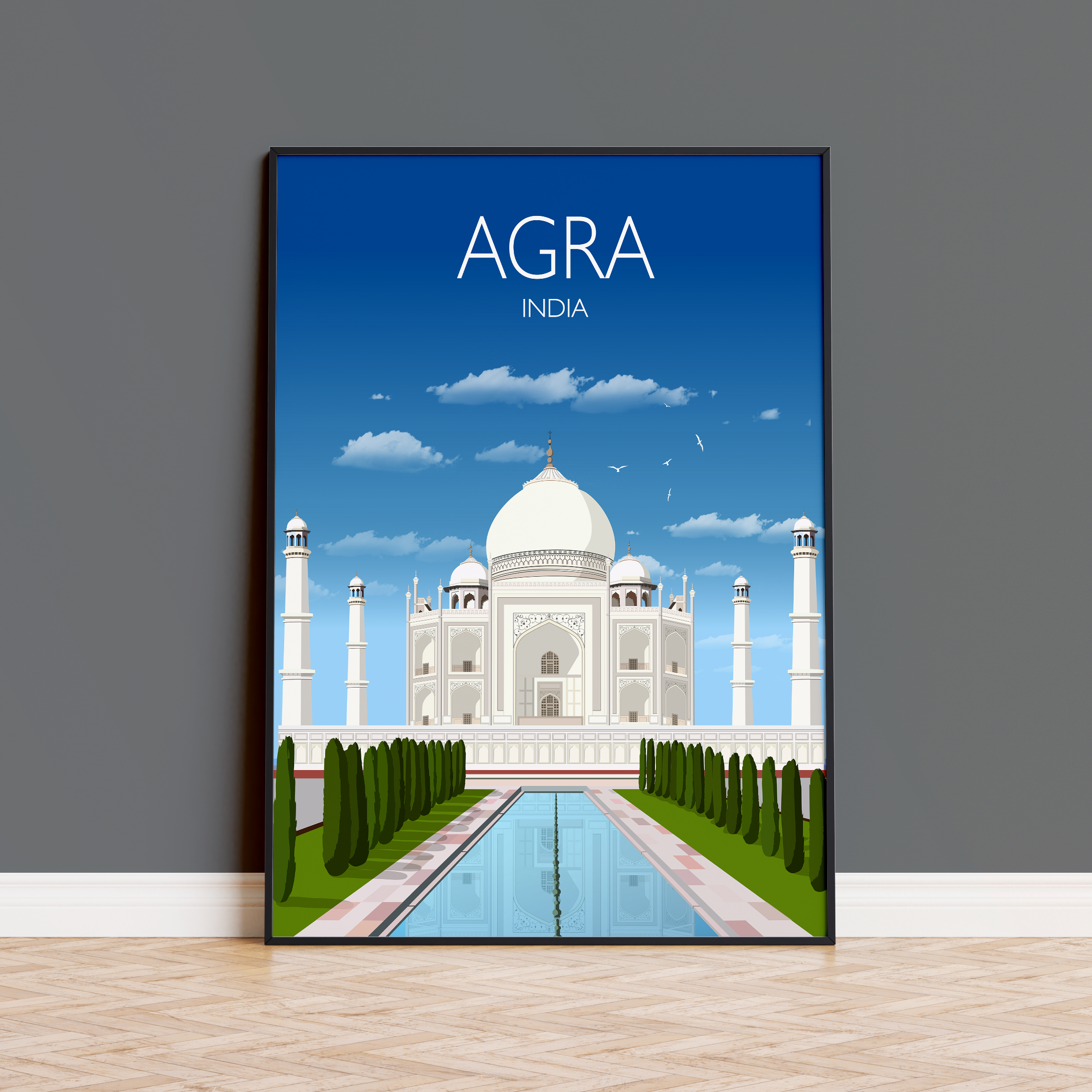 Agra Travel Print, Agra Poster, Taj Mahal, India, Taj Mahal Travel Poster, NQ Media Designs