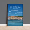 St Tropez Travel Poster, Travel Print of St Tropez, Cote D'Azur, France, French Riviera