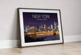 Brooklyn Bridge Travel Print, Travel Poster of Brooklyn Bridge, New York, USALimited Edition NQ Media Designs