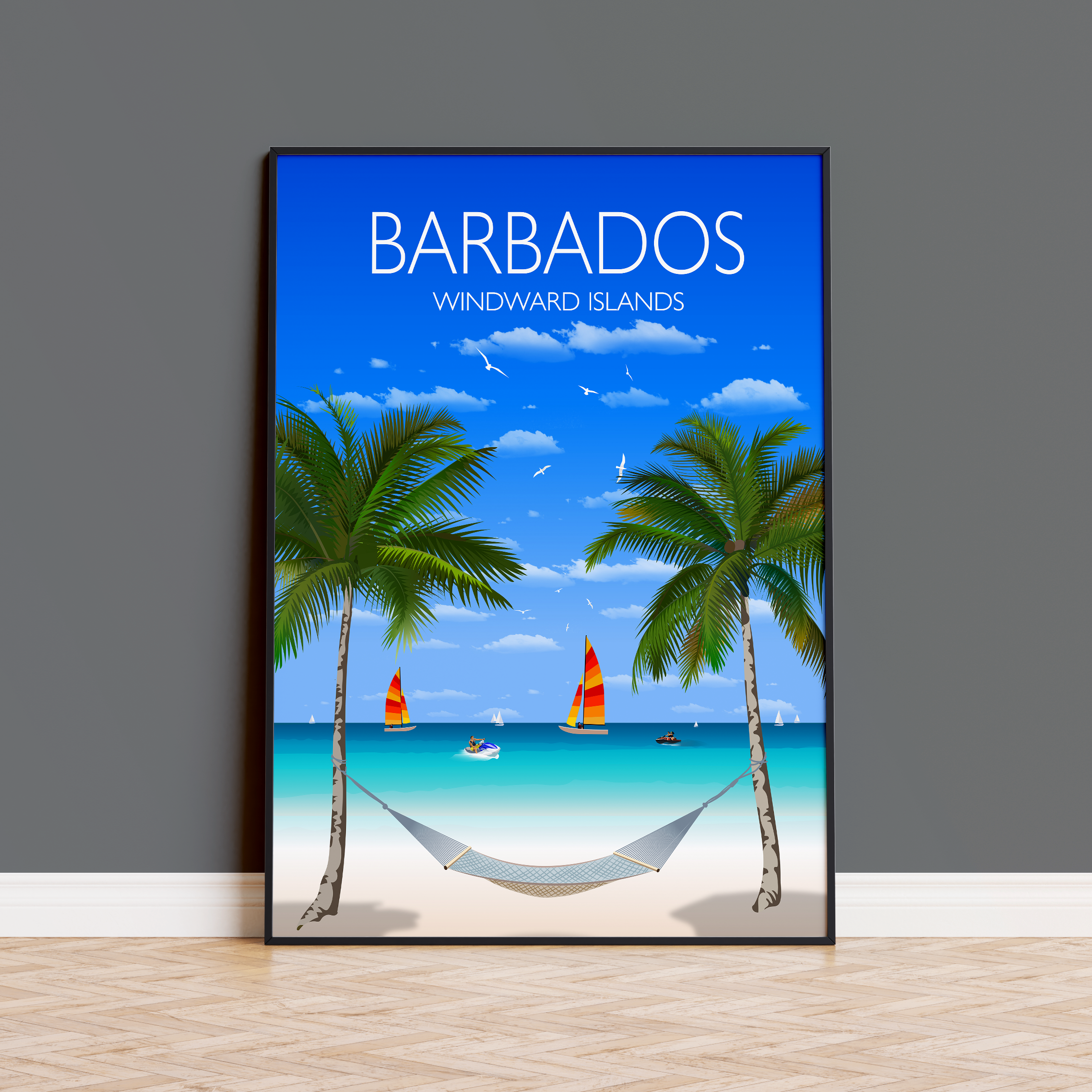 Barbados Travel Poster, Travel Print of Barbados, Windward Islands, Caribbean NQ Media Designs
