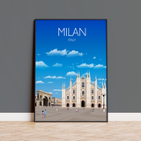 Milan Travel Poster, Travel Print of Milan, City of Milan, Italy, Italy Travel Poster NQ Media Designs