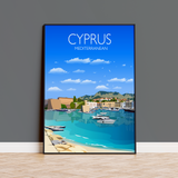 Cyprus Travel Poster, Travel Print of Cyprus, Mediterranean Sea NQ Media Designs