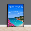 Cote D'Azur Travel Poster, Travel Print of Cote D'Azur, Cote D'Azur, France, French Riviera