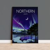 Northern Lights Travel Poster, Aurora Borealis Travel Print NQ Media Designs