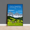 Dolomites Travel Poster, Traditional travel print - Dolomites, Italy NQ Media Designs