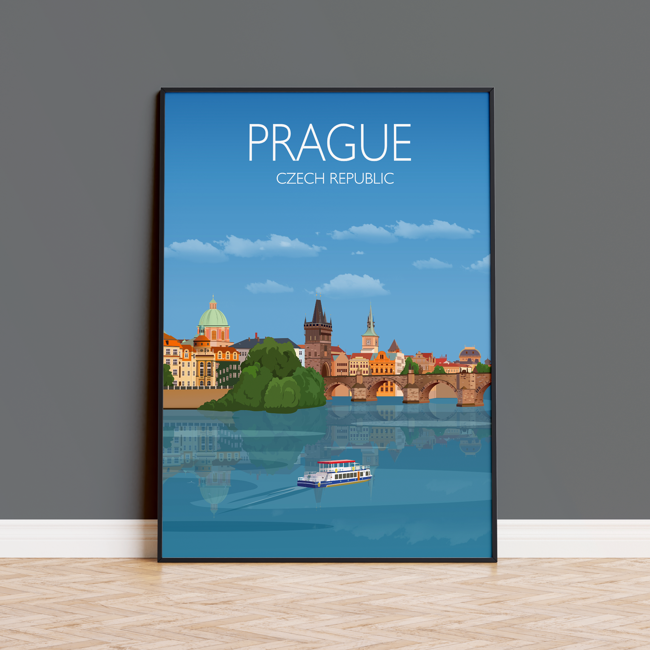 Prague Travel Poster, Travel Print of Prague, City of Prague, Czech Republic NQ Media Designs