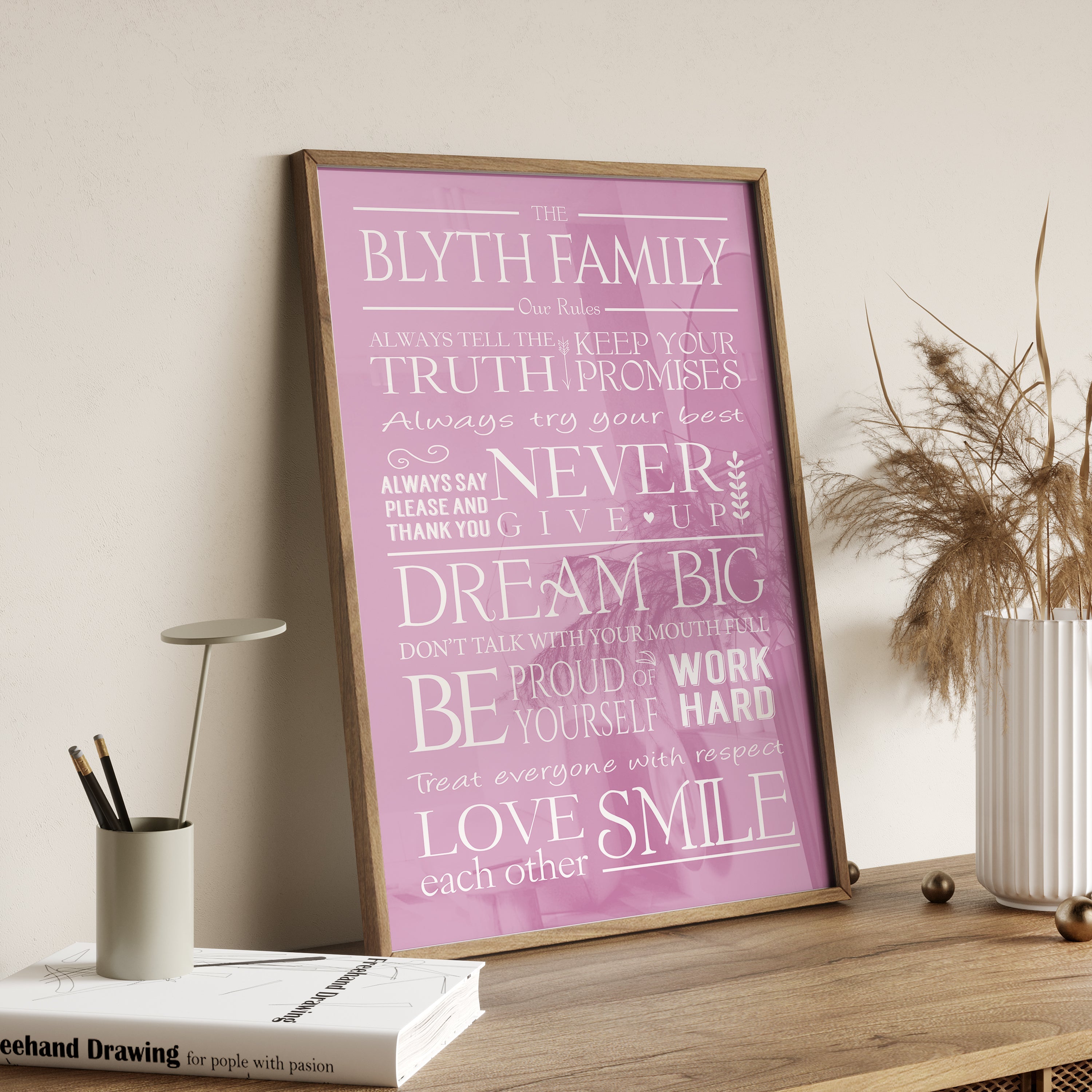 Family Rules Print, Personalised family word art. Gift for family, Canvas Digital Art Print, Birthday Gift, Family gift NQ Media Designs