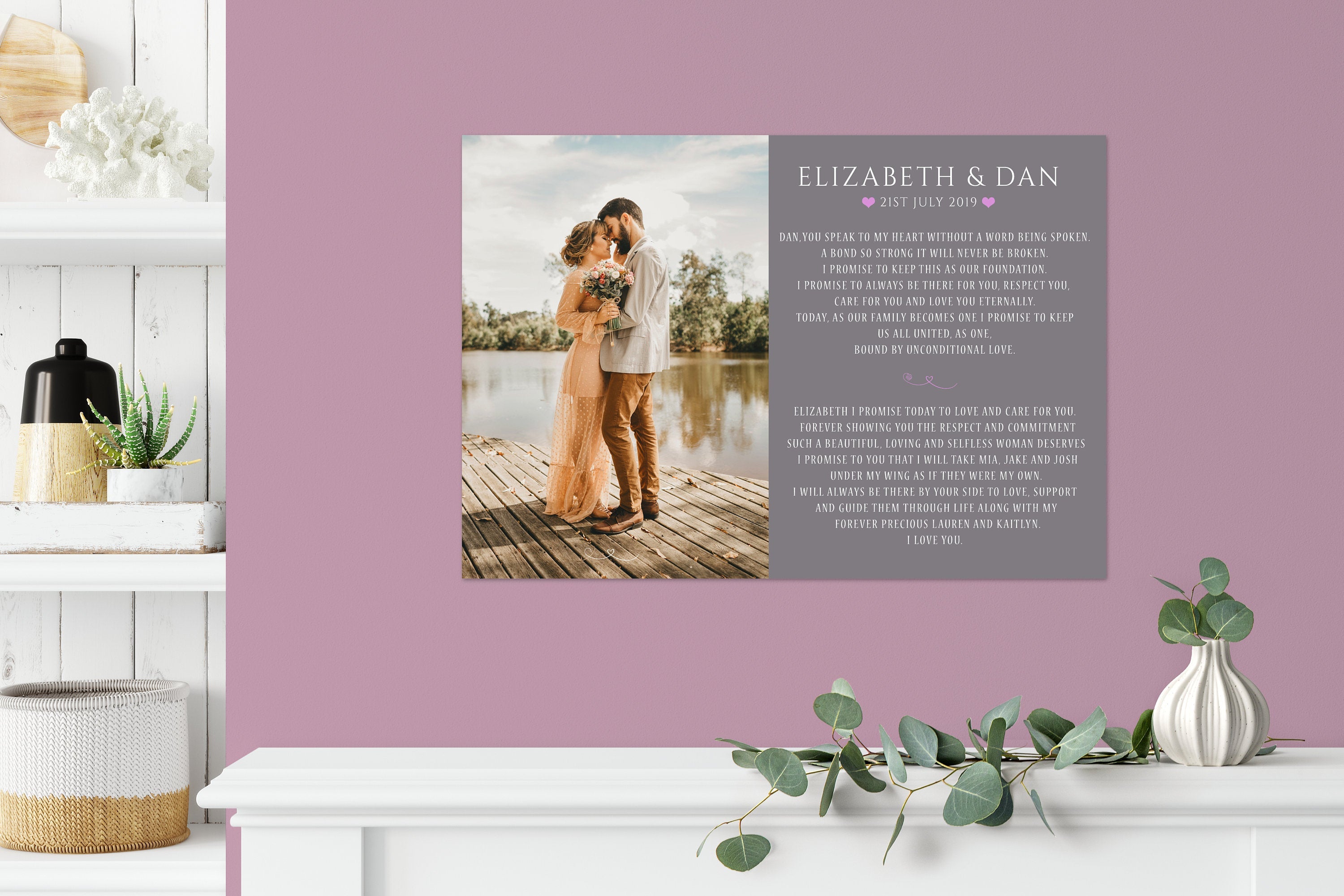 Wedding vows and photo, Custom wedding vows, Couple wedding vows art, Couple gift idea, Wedding anniversary gift NQ Media Designs