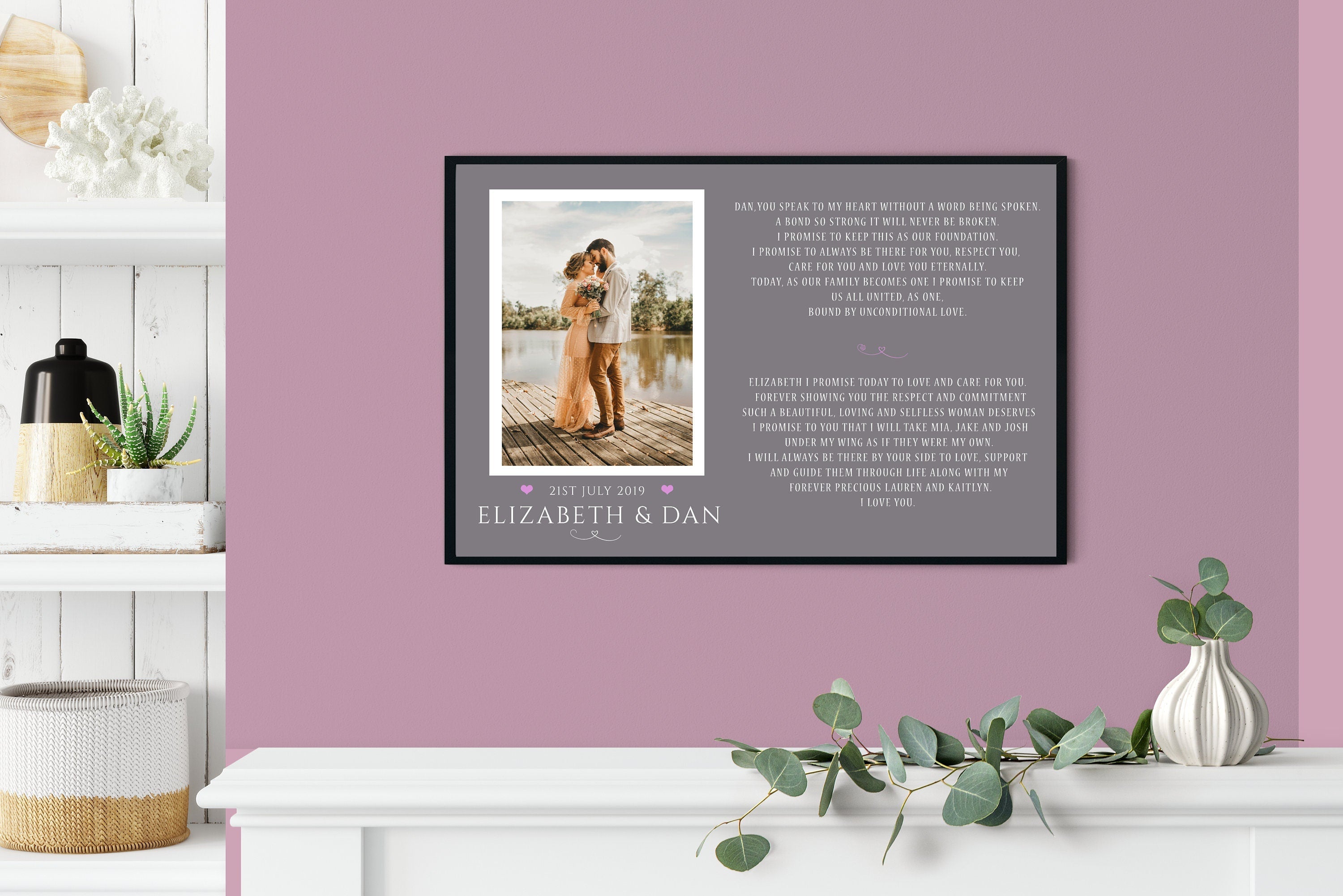 Wedding vows print, Custom wedding vows art, Vows On Canvas • wedding photo print, Wedding anniversary gift NQ Media Designs