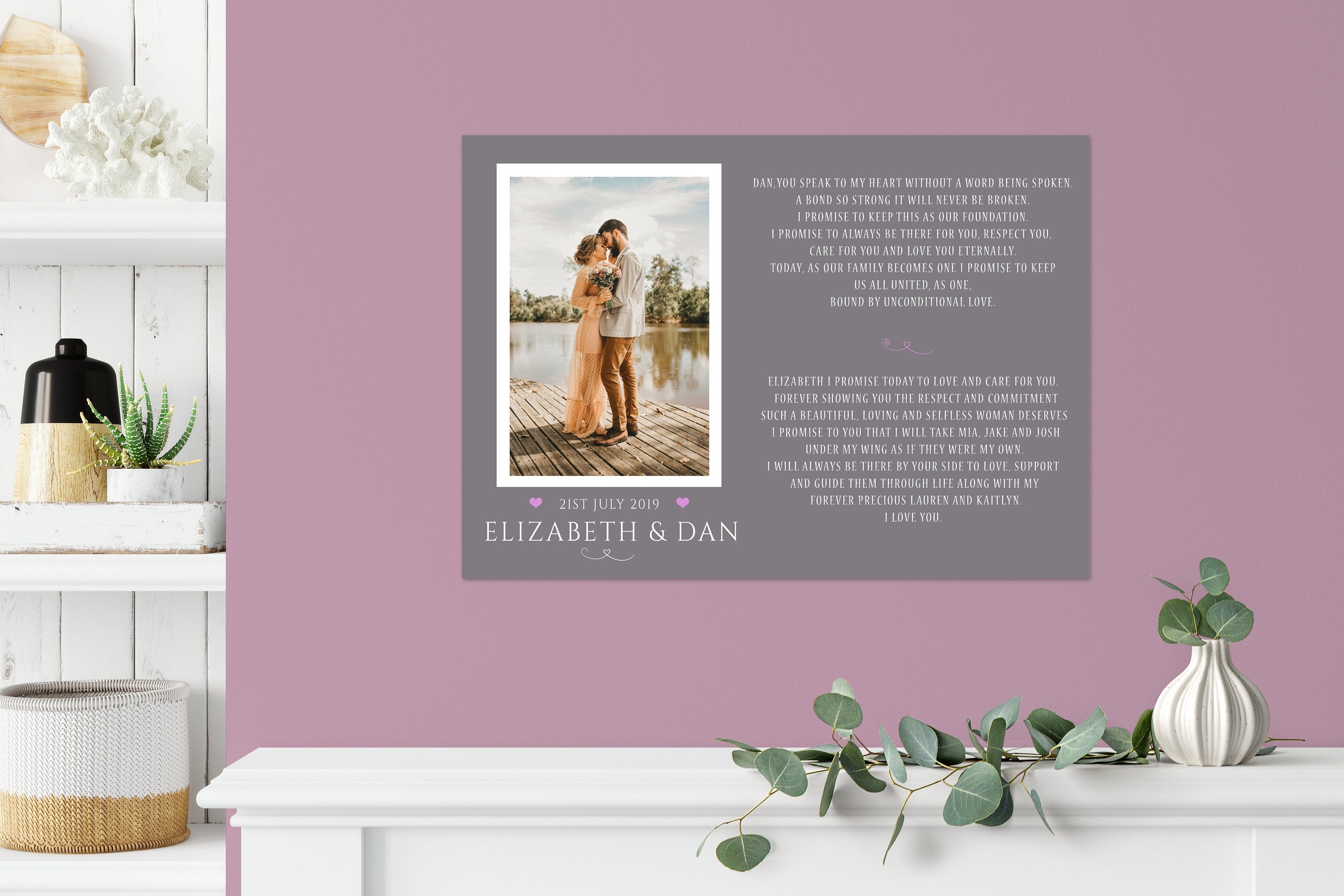Wedding vows print, Custom wedding vows art, Vows On Canvas • wedding photo print, Wedding anniversary gift NQ Media Designs