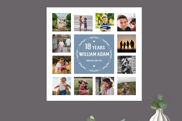 Personalised 18th Birthday Photo Collage - 18th Birthday Keepsake Gifts - For Daughter, Son, Granddaughter, Grandson, Niece, Nephew