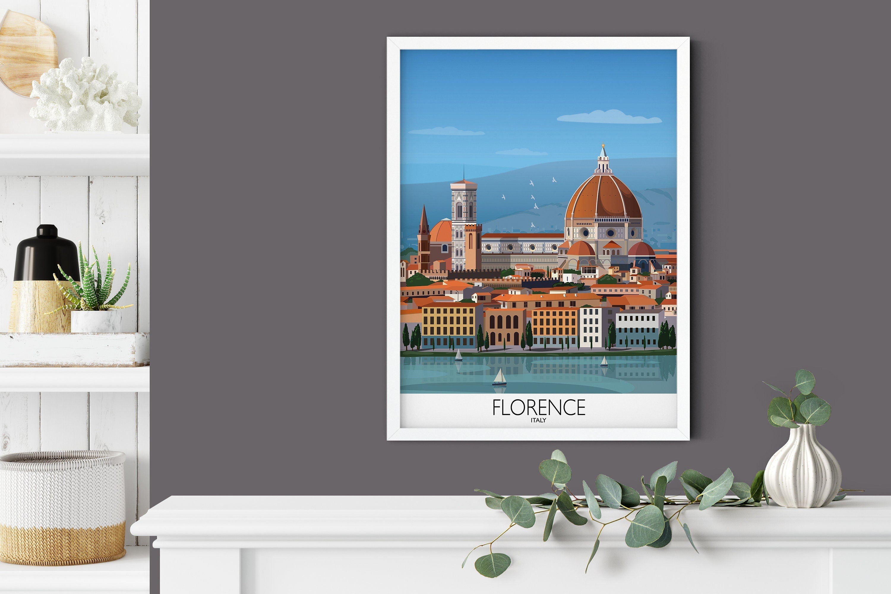 Florence Travel Poster, Travel Print of Florence, City of Florence, Italy NQ Media Designs