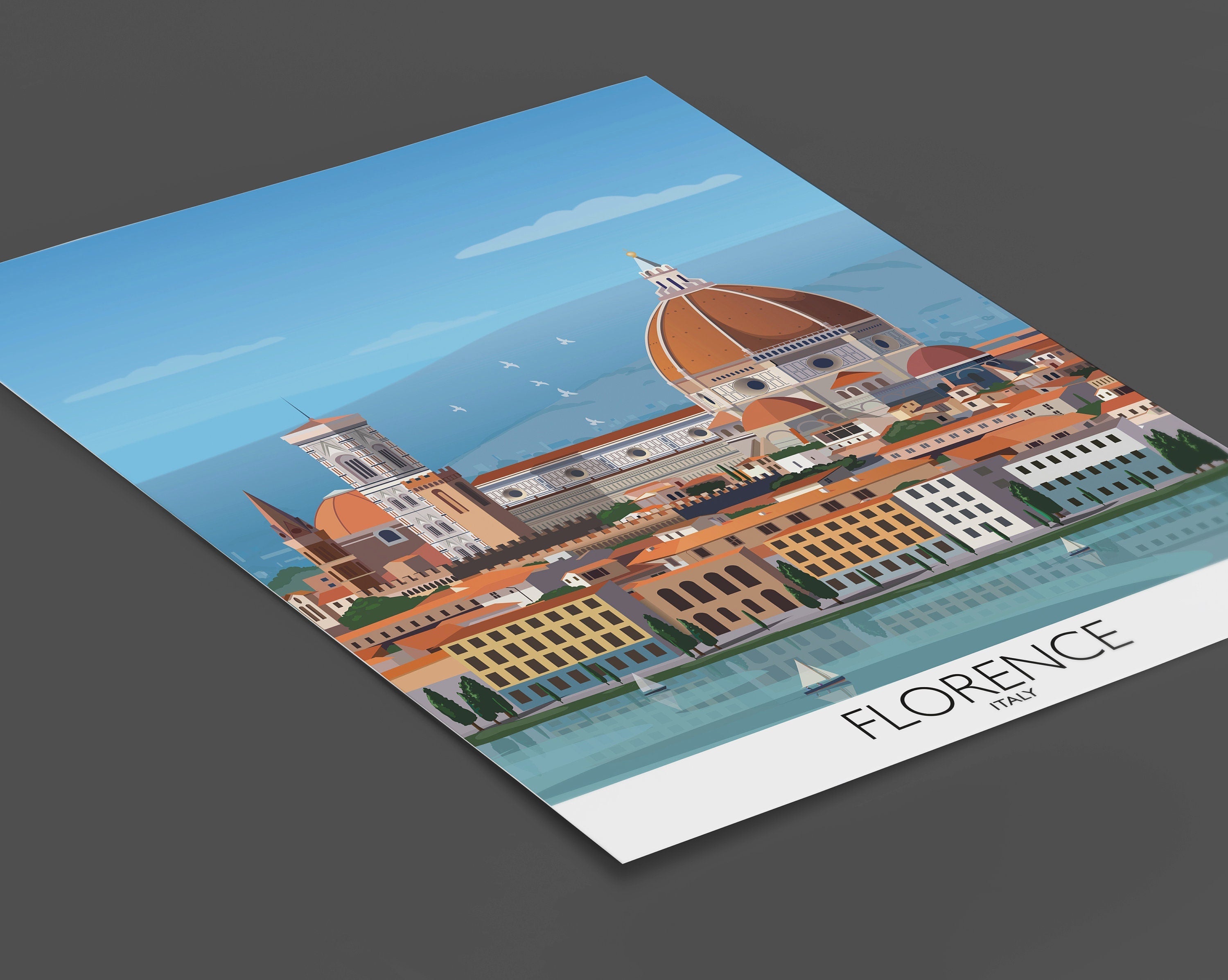 Florence Travel Poster, Travel Print of Florence, City of Florence, Italy NQ Media Designs