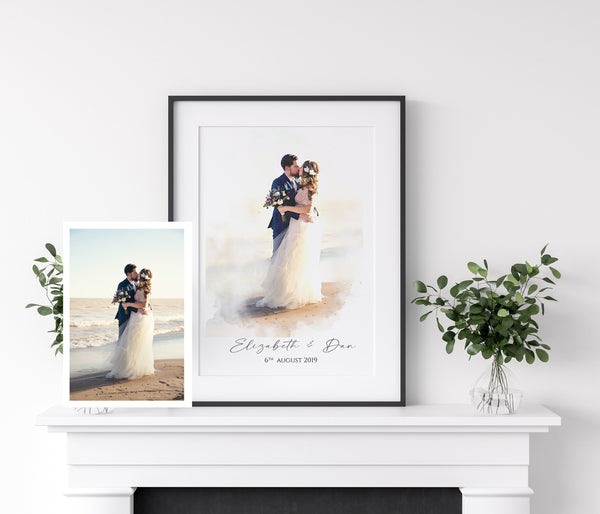 Personalised Wedding Watercolour Portrait, Custom Wedding Anniversary Gift, Wedding Portrait, Watercolour Painting From Photo, Water colour