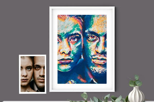 Custom portrait painting, Pop Art, Modern Art, Rainbow Pop Art, colorful abstract, Commission painting from photo