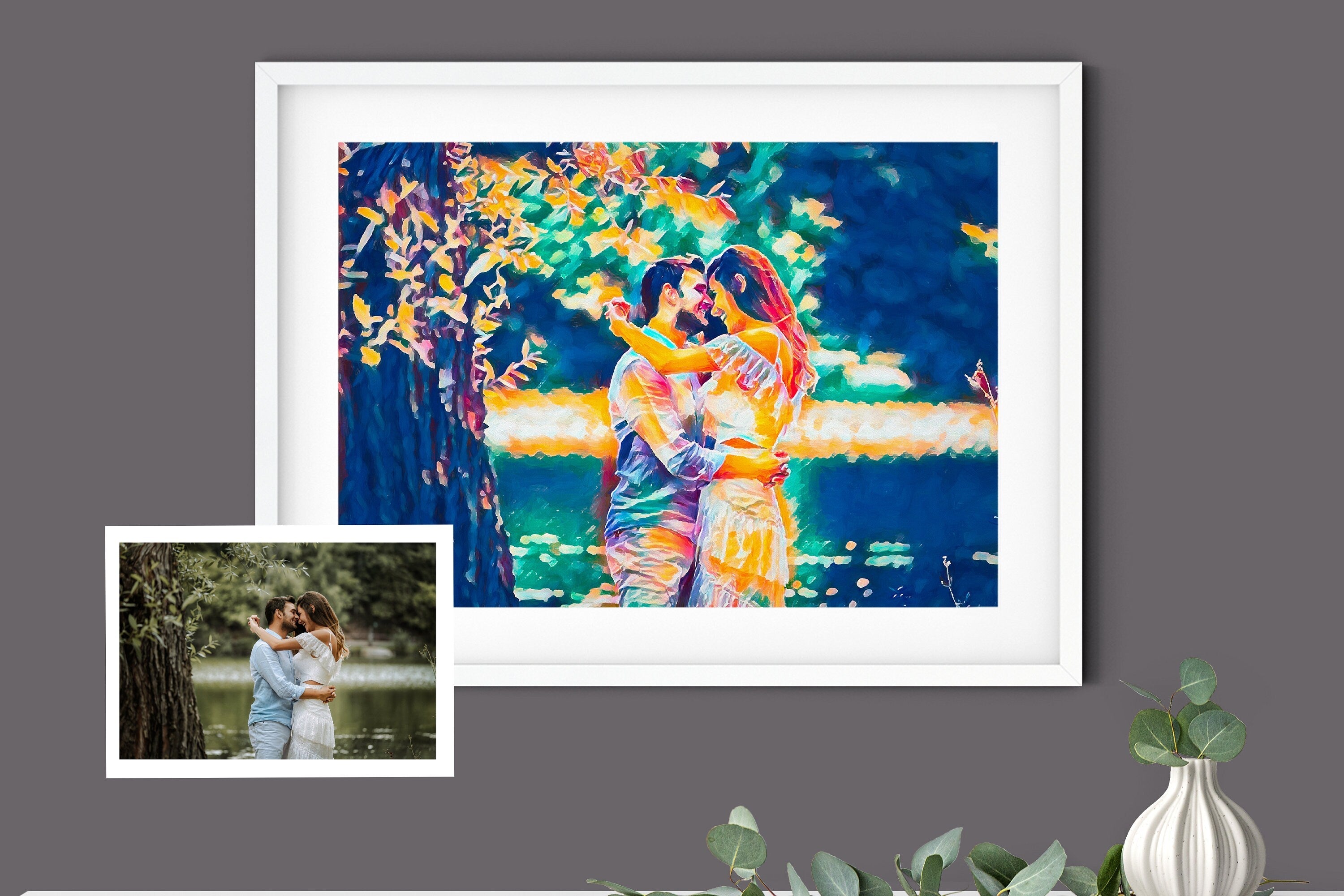 Custom portrait painting, Pop Art, Modern Art, Rainbow Pop Art, colorful abstract, Commission painting from photo NQ Media Designs