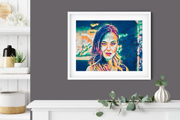 Custom portrait painting, Pop Art, Modern Art, Rainbow Pop Art, colorful abstract, Commission painting from photo