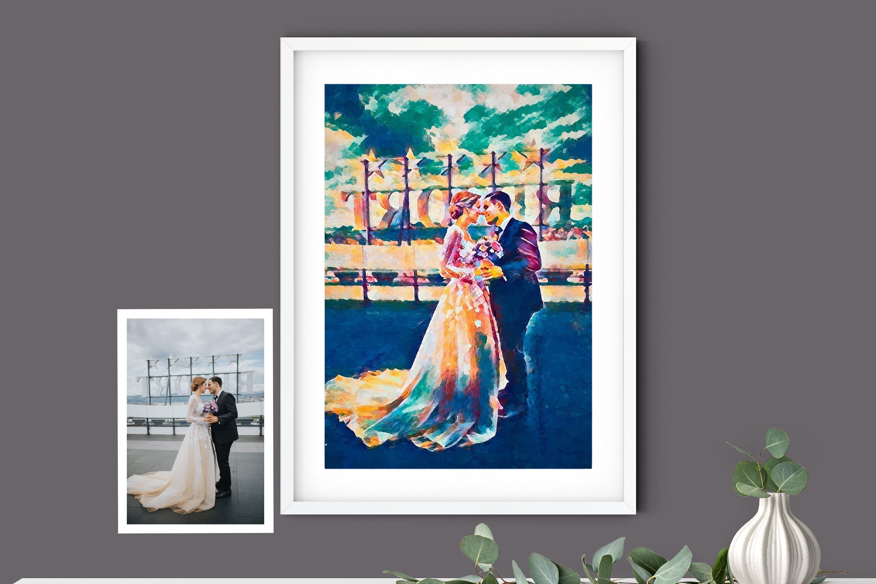 Custom portrait painting, Pop Art, Modern Art, Rainbow Pop Art, colorful abstract, Commission painting from photo NQ Media Designs
