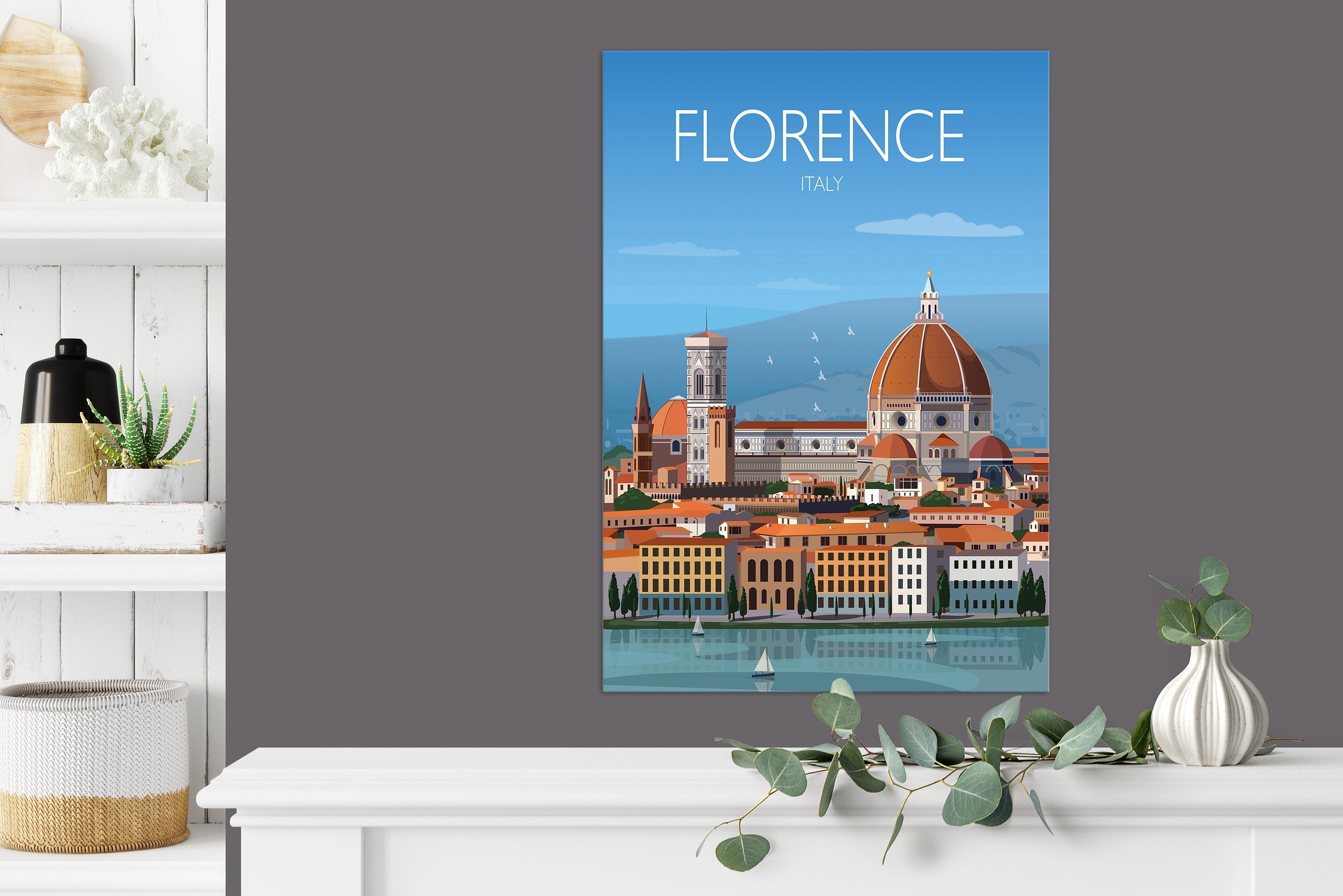 Florence Travel Poster, Travel Print of Florence, City of Florence, Italy NQ Media Designs