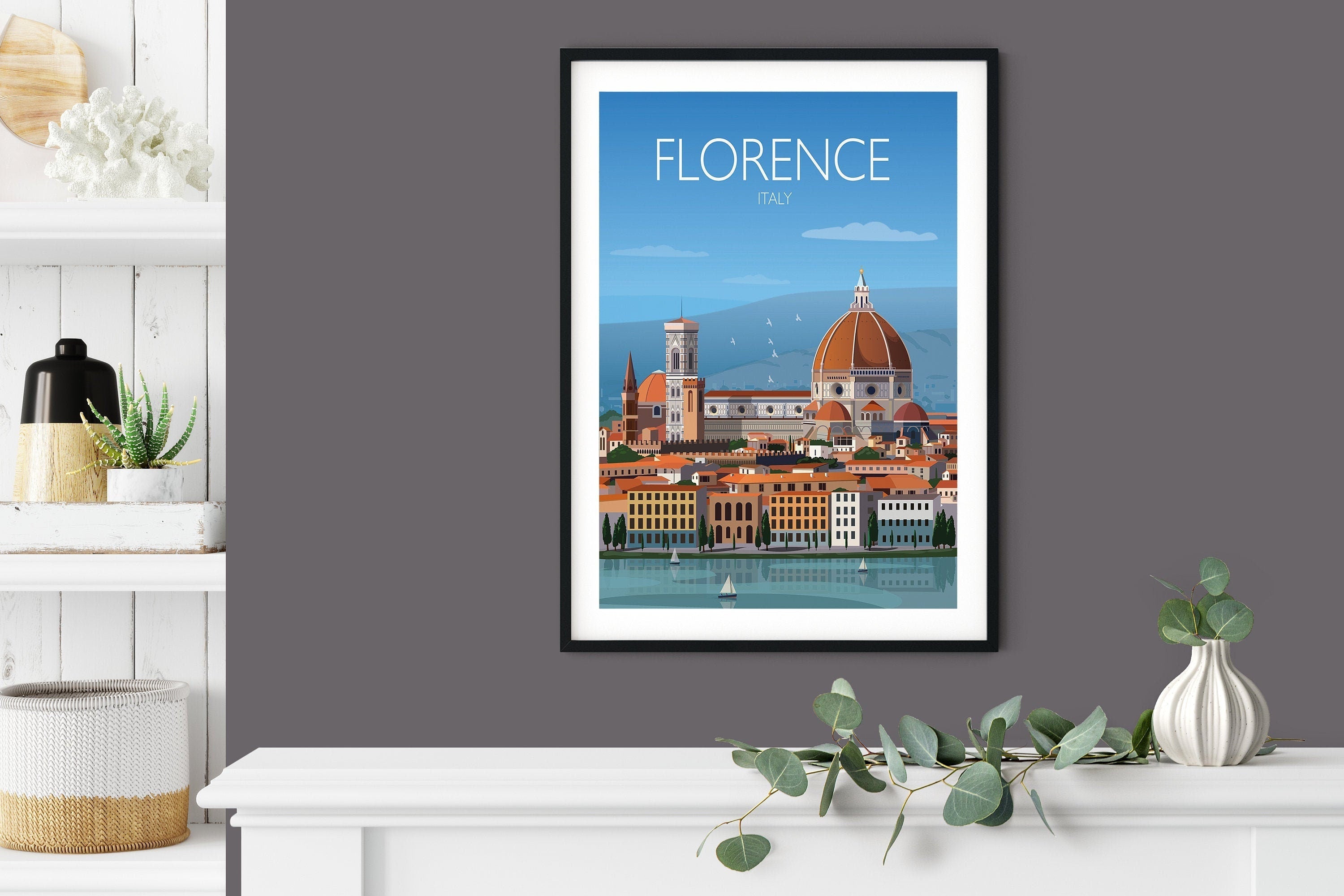 Florence Travel Poster, Travel Print of Florence, City of Florence, Italy NQ Media Designs