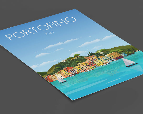 Portofino Travel Poster, Travel Print of Portofino, Italy, Italy Travel Poster,