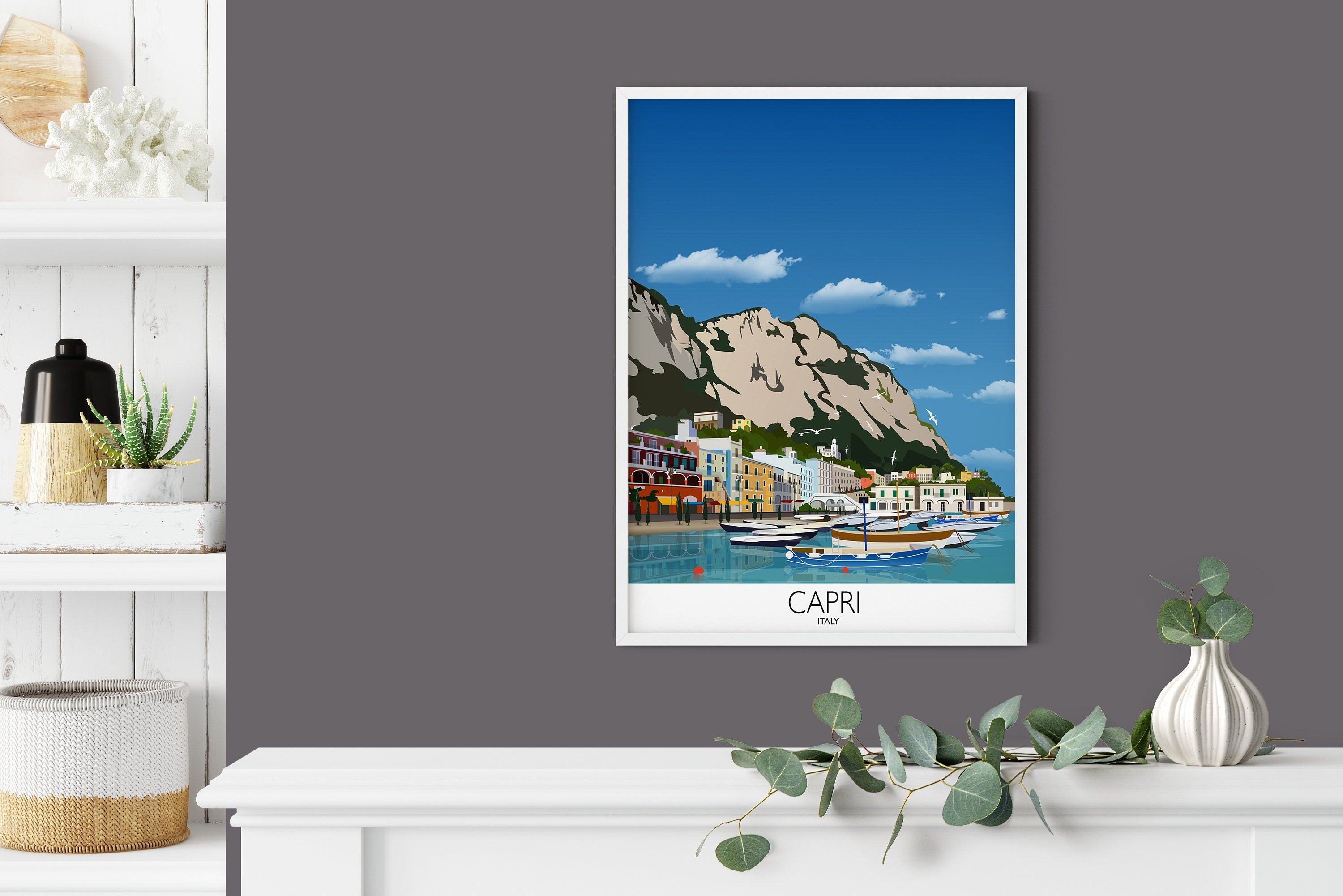 Capri Travel Poster, Travel Print of Capri, Capri, Italy, Italy Travel Poster NQ Media Designs