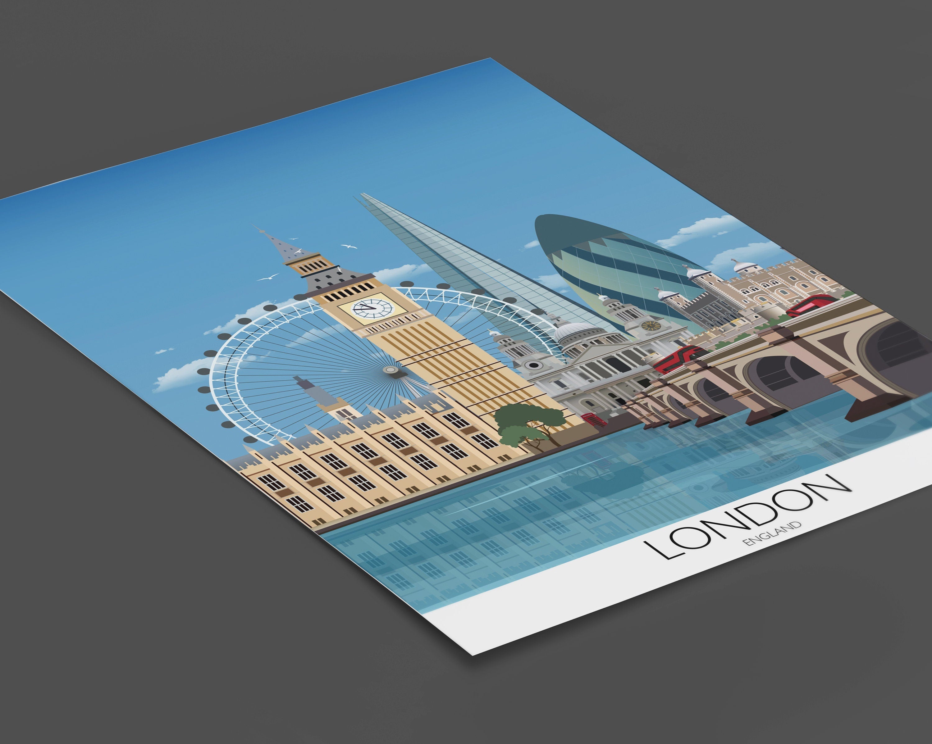 London Travel Print, London Travel Poster, City of London, UK, UK Travel Poster NQ Media Designs