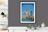 London Travel Print, London Travel Poster, City of London, UK, UK Travel Poster NQ Media Designs