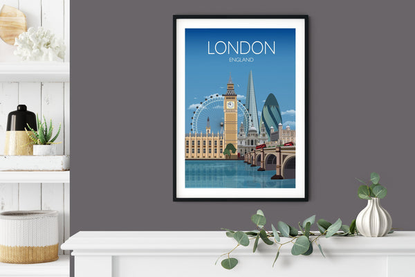 London Travel Print, London Travel Poster, City of London, UK, UK Travel Poster