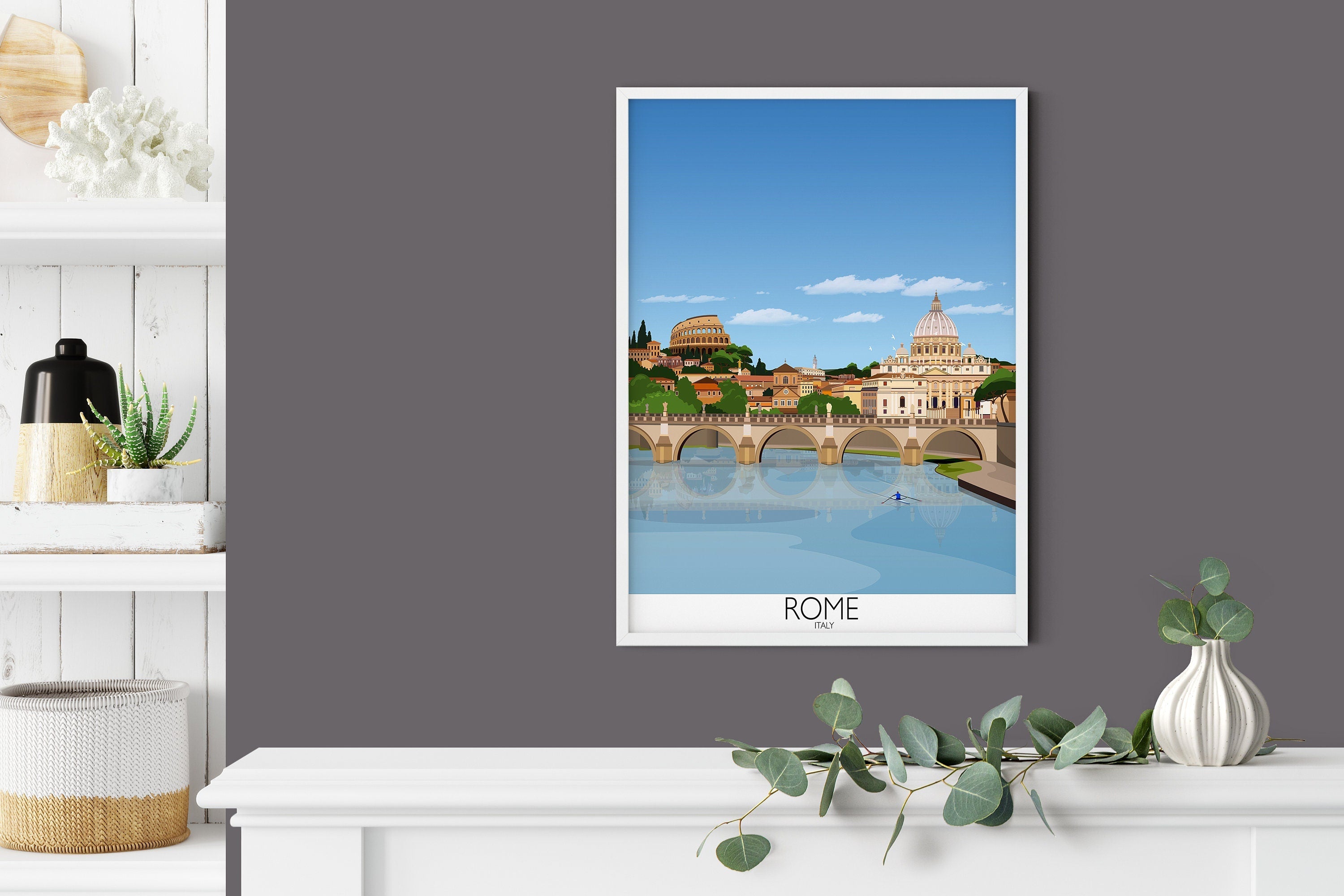 Rome Travel Poster, Travel Print of Rome, City of Rome, Italy NQ Media Designs