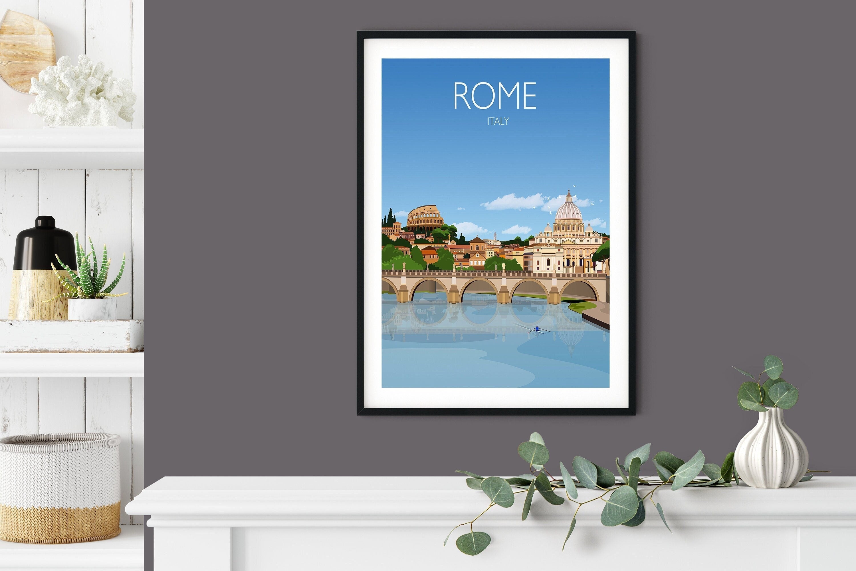 Rome Travel Poster, Travel Print of Rome, City of Rome, Italy NQ Media Designs