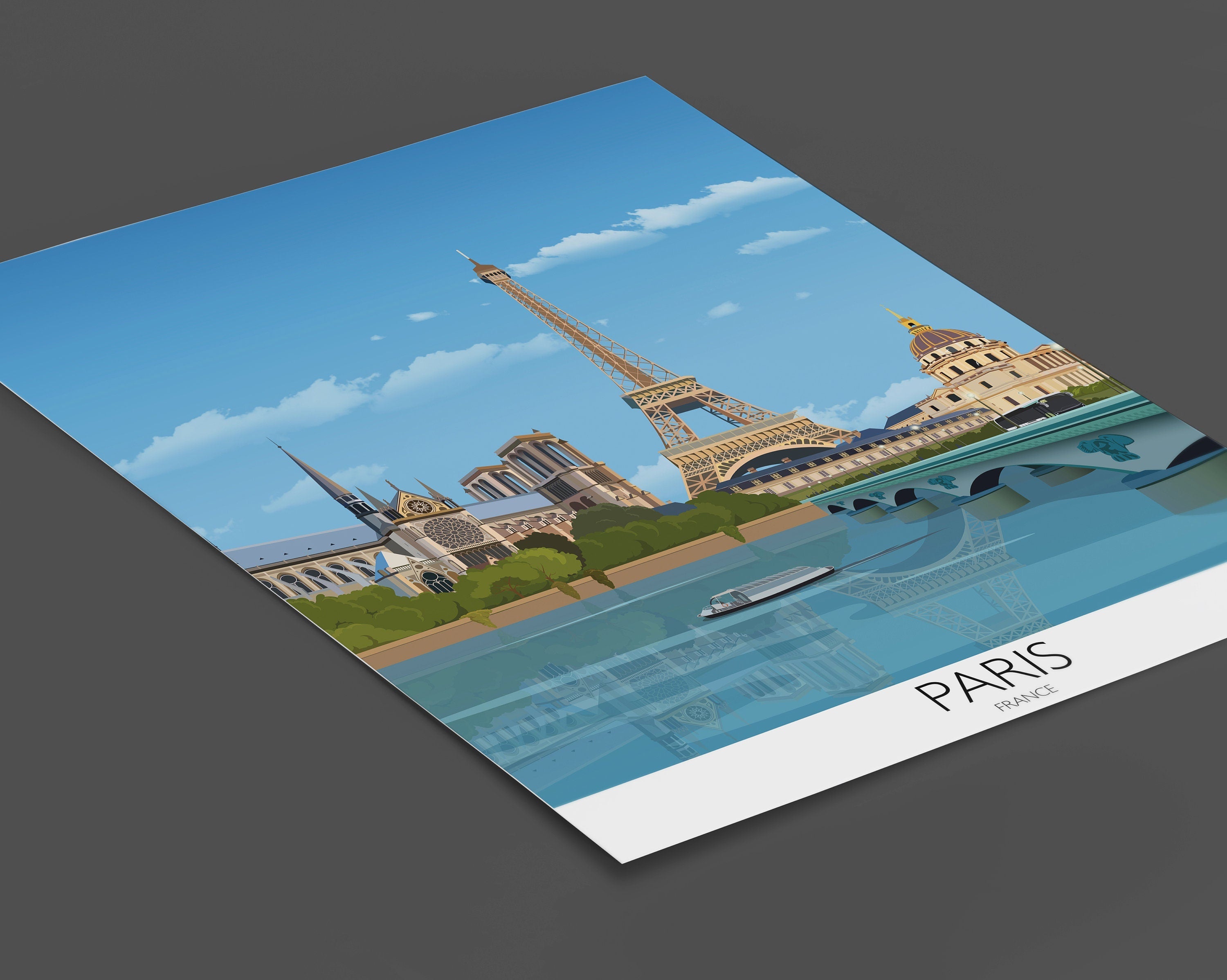Paris Travel Poster, Travel Print of Paris, City of Paris, France NQ Media Designs