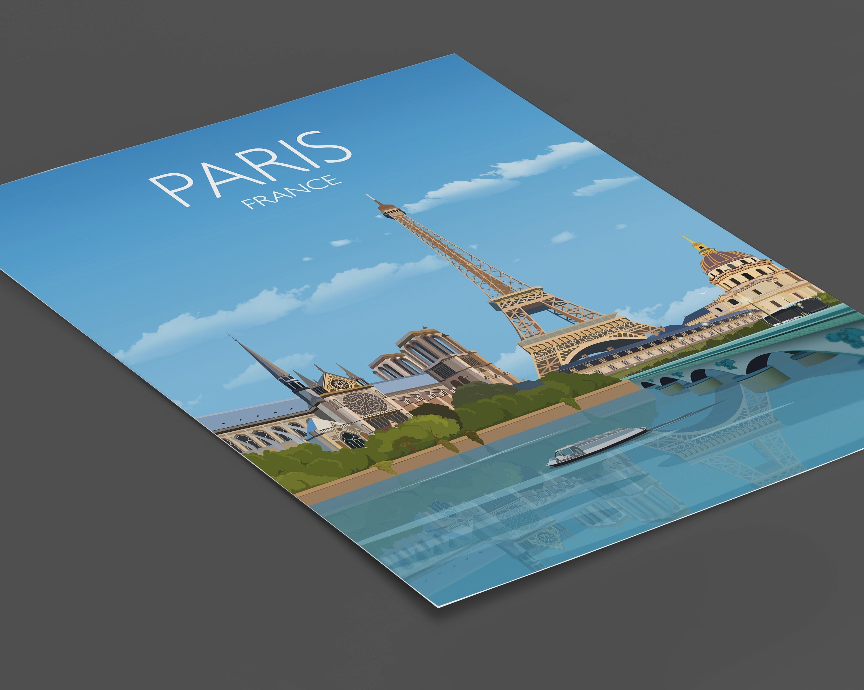 Paris Travel Poster, Travel Print of Paris, City of Paris, France NQ Media Designs