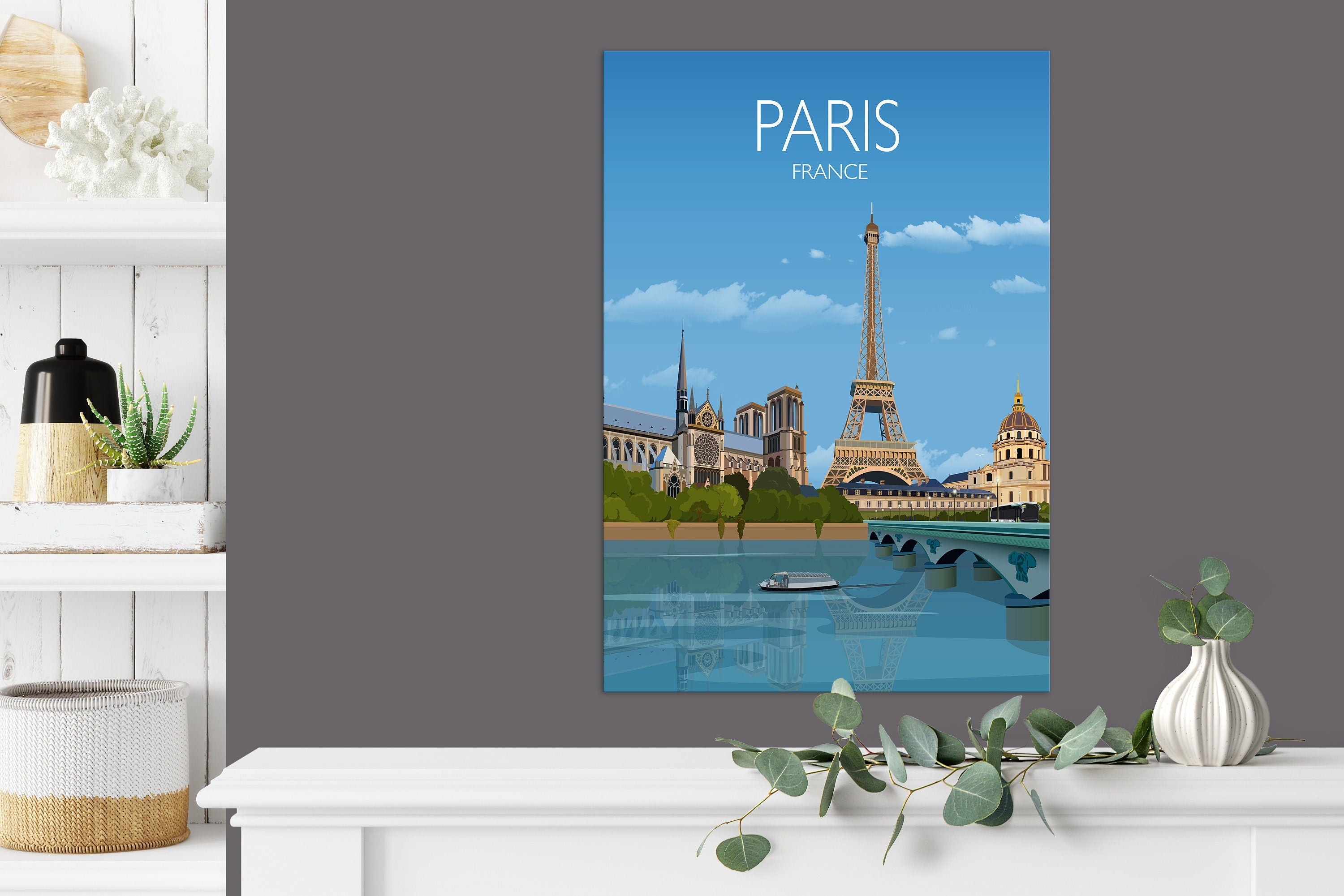 Paris Travel Poster, Travel Print of Paris, City of Paris, France NQ Media Designs
