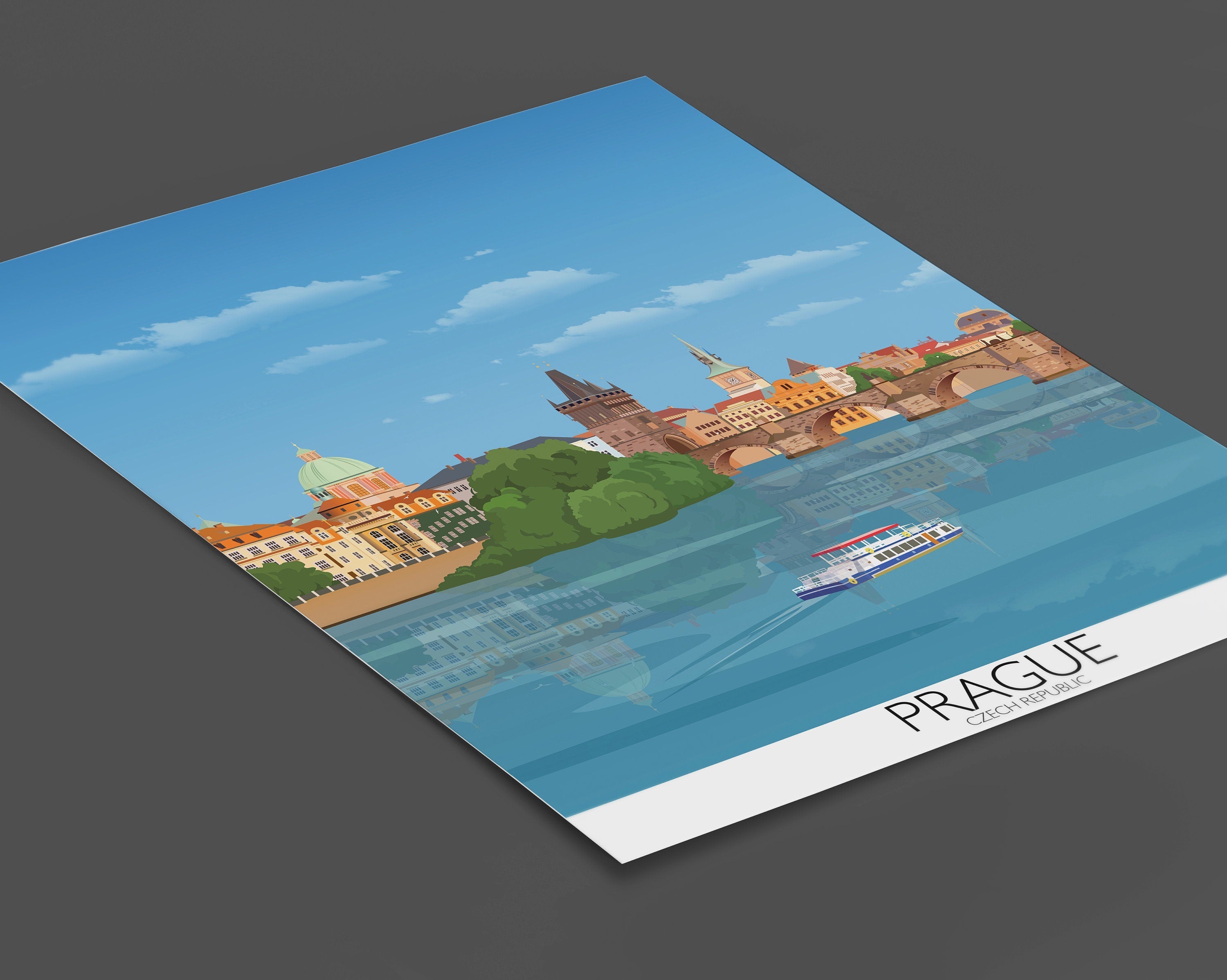 Prague Travel Poster, Travel Print of Prague, City of Prague, Czech Republic NQ Media Designs