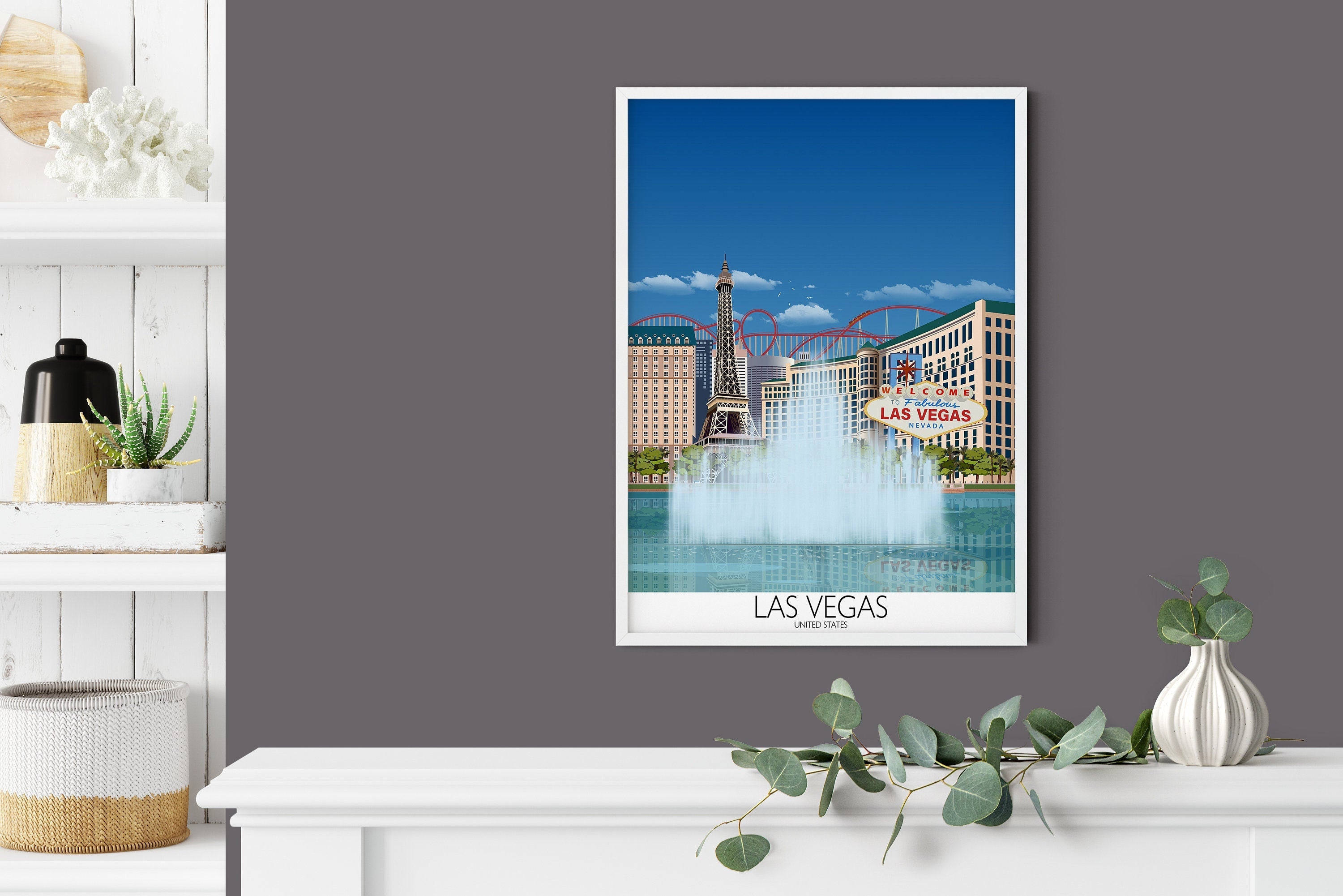 Las Vegas Travel Poster, Travel Print of Las Vegas, Nevada, USA NQ Media Designs