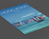 Hong Kong Travel Poster , Travel Print of Hong Kong, City of Hong Kong, China NQ Media Designs