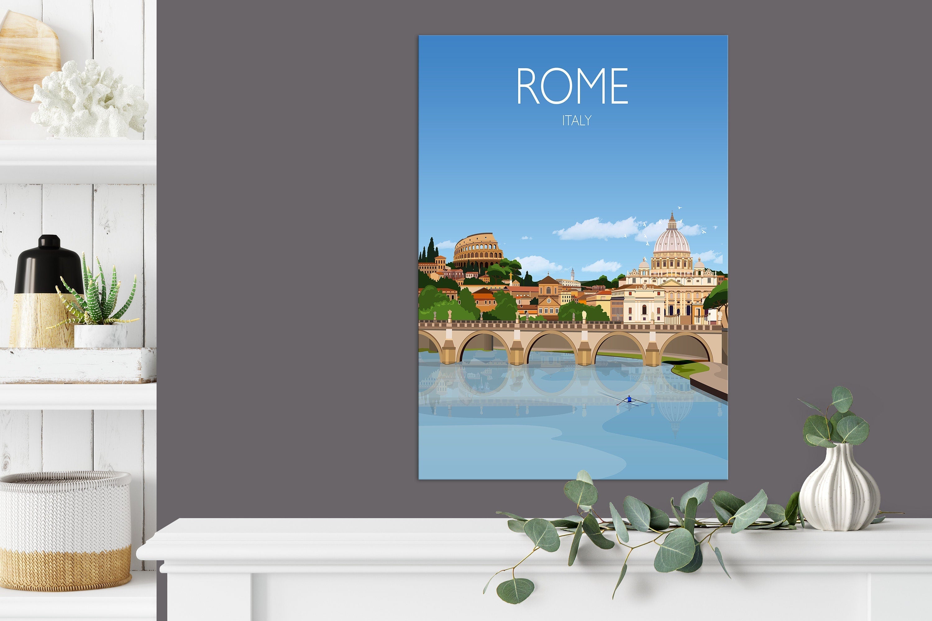 Rome Travel Poster, Travel Print of Rome, City of Rome, Italy NQ Media Designs