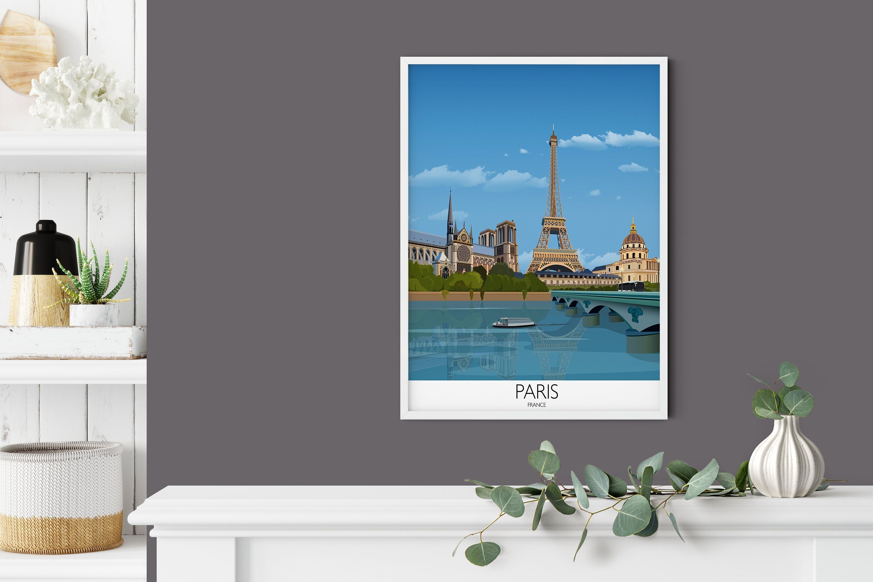 Paris Travel Poster, Travel Print of Paris, City of Paris, France NQ Media Designs