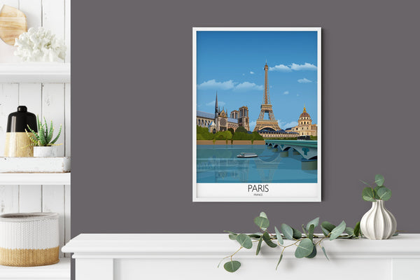 Paris Travel Poster, Travel Print of Paris, City of Paris, France