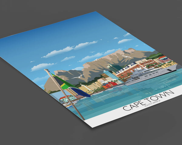 Cape Town Travel Poster , Travel Print of Cape Town, City of Cape Town, South Africa