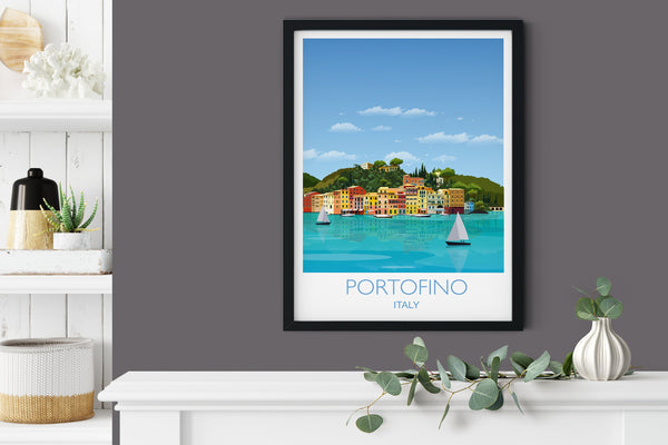 Portofino Travel Print, Travel Poster of Portofino, Italy