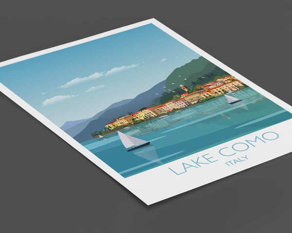 Lake Como Travel Poster, Travel Print of Lake Como, Lake Como, Italy