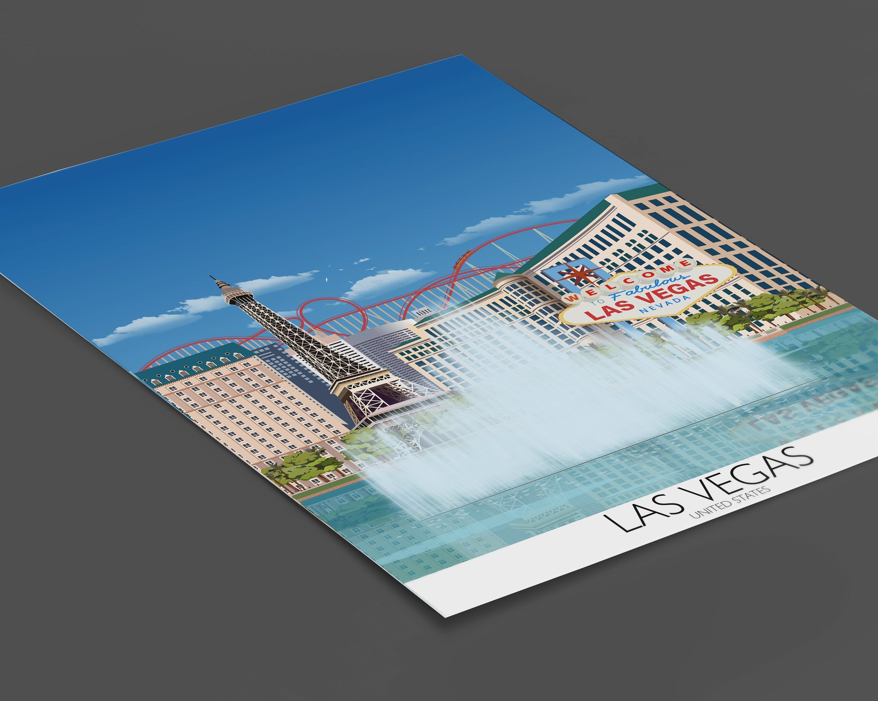 Las Vegas Travel Poster, Travel Print of Las Vegas, Nevada, USA NQ Media Designs
