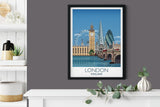 London Travel Poster, Travel Print of London, City of London, UK NQ Media Designs