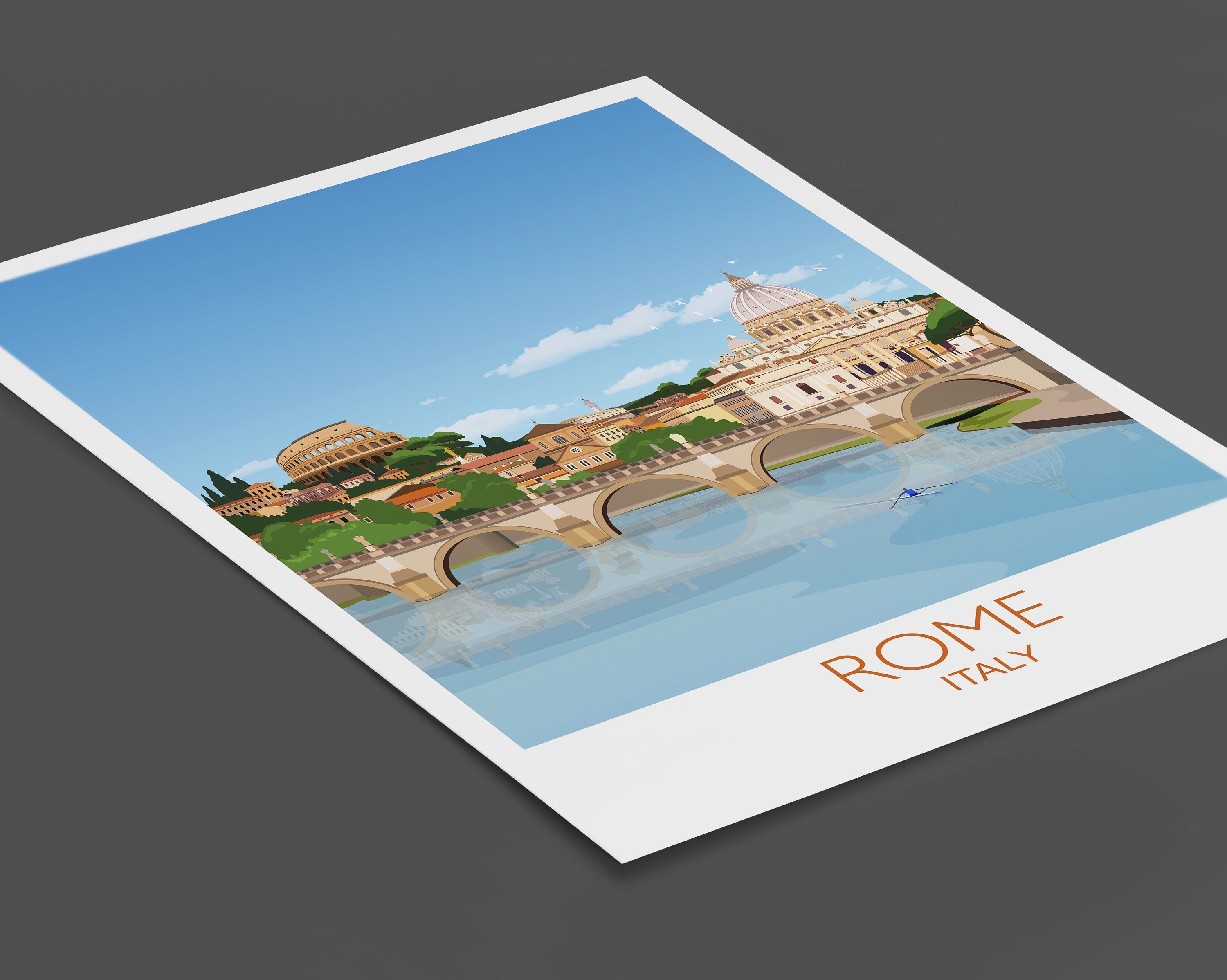 Rome Travel Poster, Travel Print of Rome, City of Rome, Italy, Italy Travel Poster, Rome Cityscape NQ Media Designs