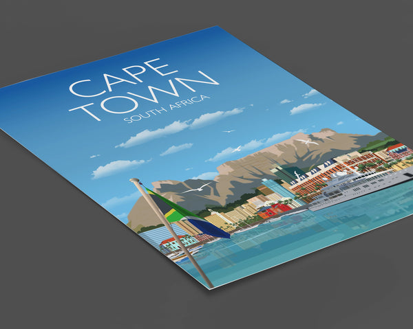 Cape Town Travel Poster , Travel Print of Cape Town, City of Cape Town, South Africa