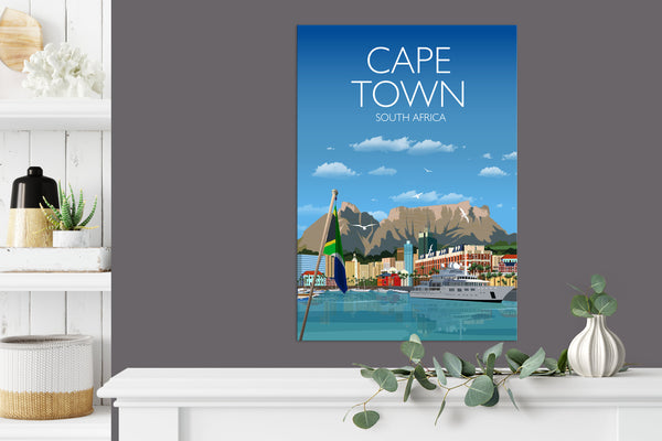 Cape Town Travel Poster , Travel Print of Cape Town, City of Cape Town, South Africa