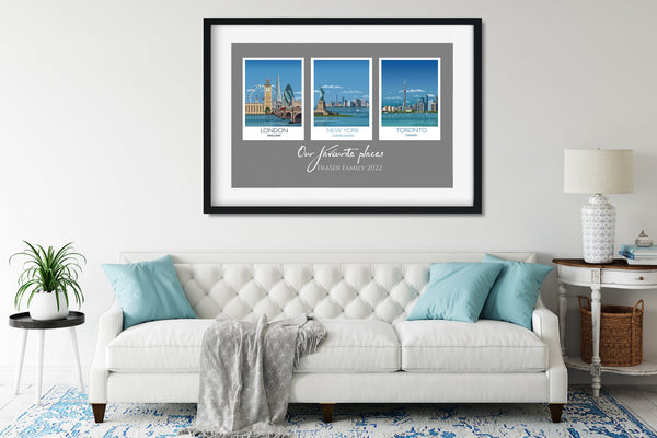 Travel Prints Collage | Travel Posters Collage | Birthday Gift | Mothers Day gift | Honeymoon gift | Wedding gift