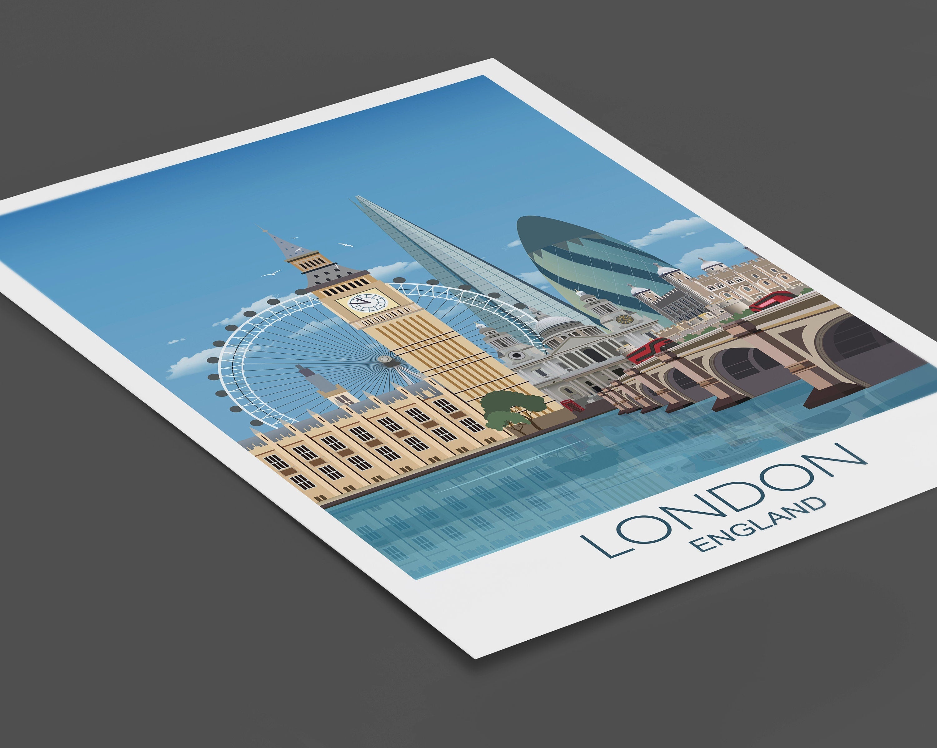 London Travel Poster, Travel Print of London, City of London, UK NQ Media Designs